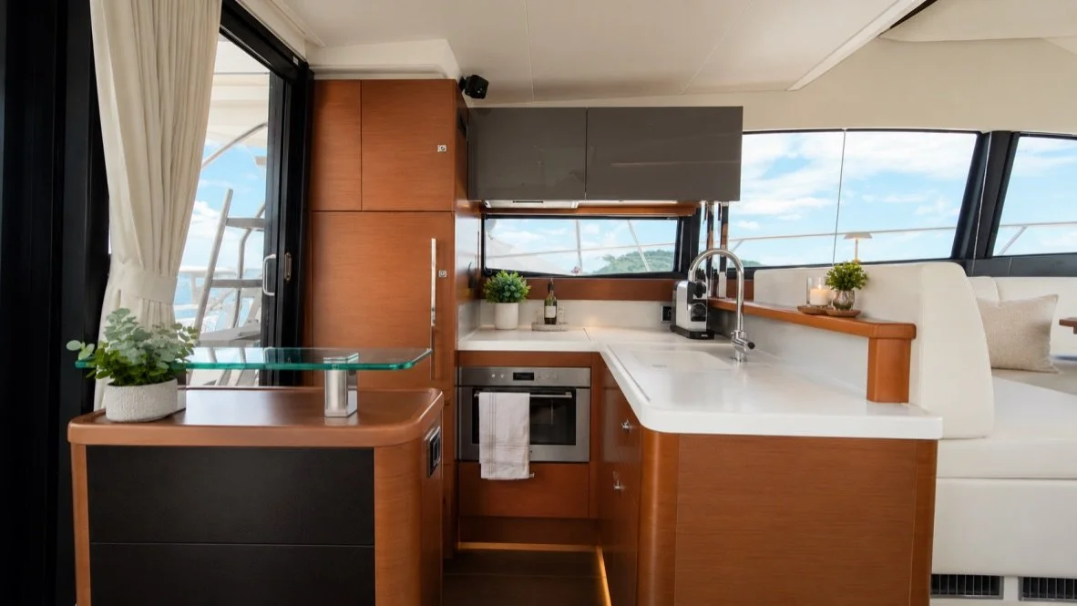 The galley aboard Fjord Queen
