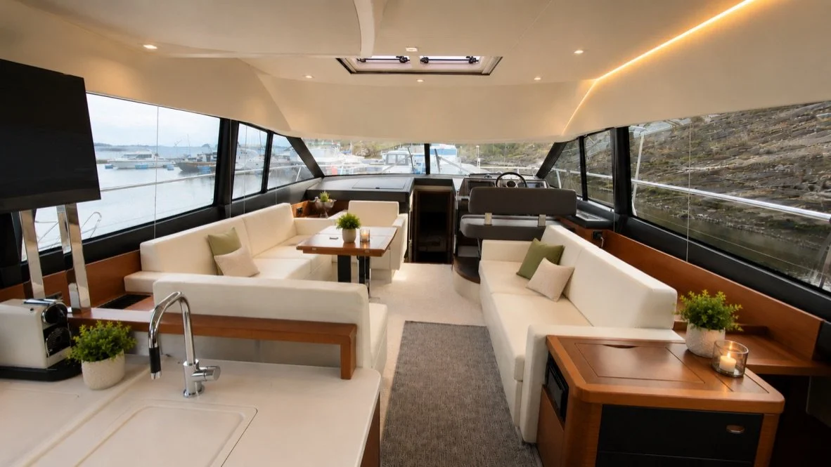 Seating and lounge area in the main saloon